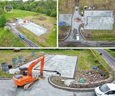 Aerial construction views of the Dal an Duie car park and entrance