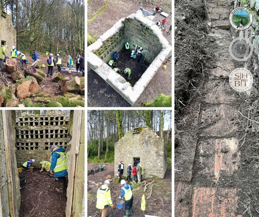 Community volunteers and contractors working around the Doocot